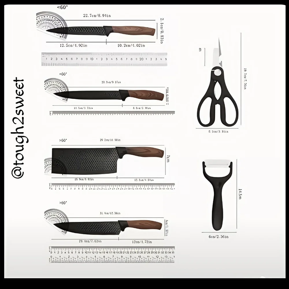 🆕6 PC KITCHEN KNIFE SET, CHEF'S SPECIAL,STAINLESS STEEL CUTLERY COLLECTION